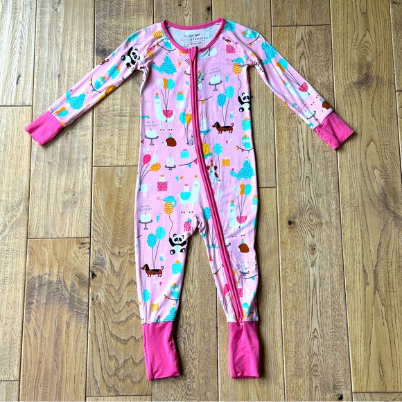 Little Sleepies Other - Little Sleepies Pink Party Animals Bamboo Zippy size 12-18 Months